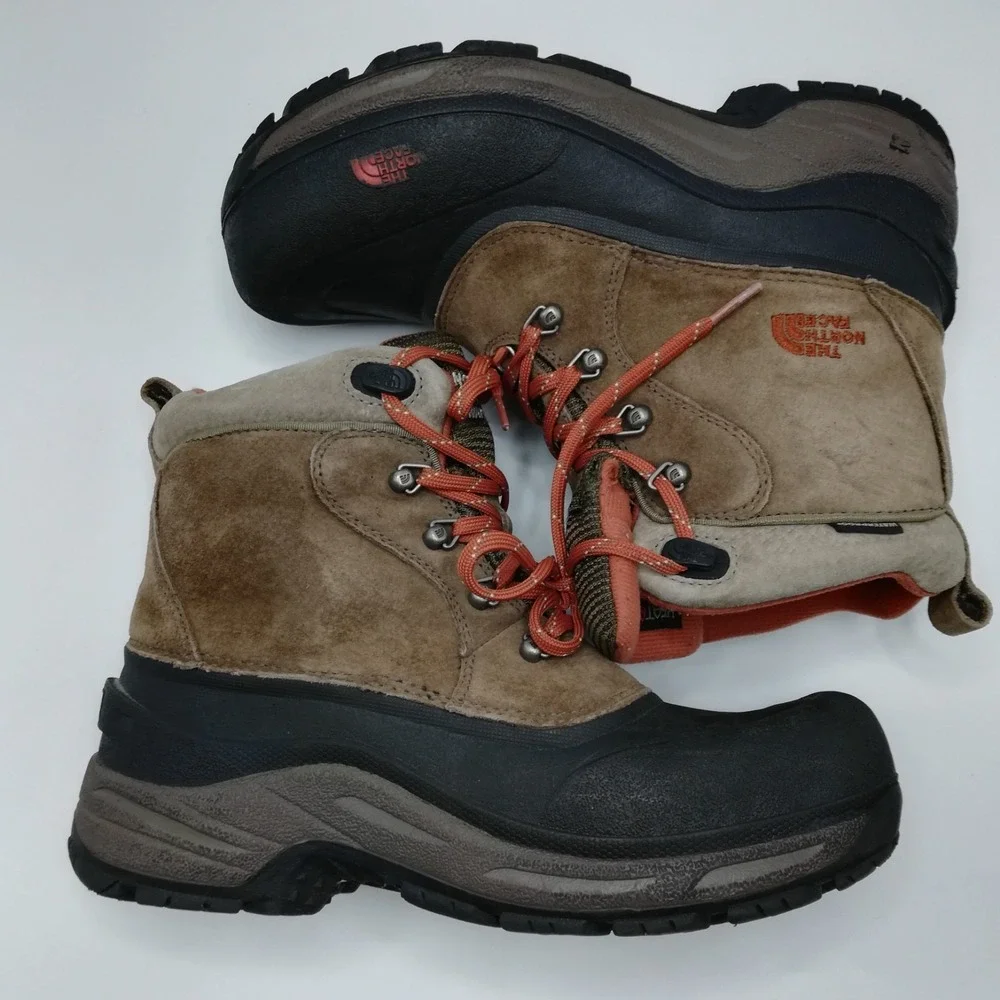 The North Face Boots Youth Boys Chilkat II Snow Waterproof Tan Suede Orange 7